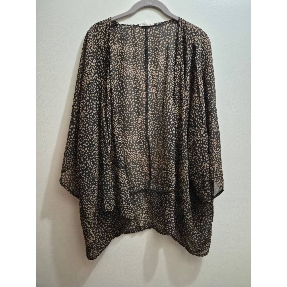 Easel Kimono Cardigan Womens Medium Oversized Animal Print Sheer Open Front
